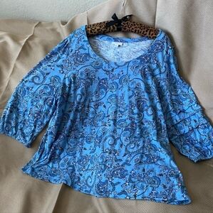 J. Jill Blue Paisley Top